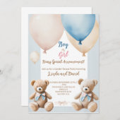 Teddy Bear Gender Reveal Feier Einladung (Vorne/Hinten)
