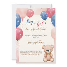 Teddy Bear Gender Reveal Feier Einladung