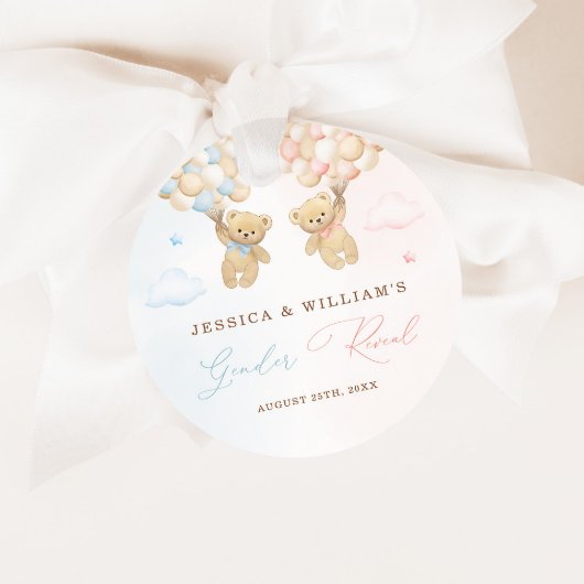 Teddy Bear Gender Reveal Geschenkanhänger