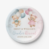 Teddy Bear Gender Reveal Plate Pappteller (Vorderseite)