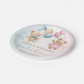 Teddy Bear Gender Reveal Plate Pappteller (Schrägansicht)