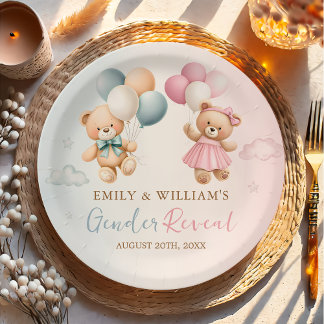Teddy Bear Gender Reveal Plate Pappteller