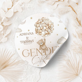 Teddy Bear Gender Reveal Runder Aufkleber