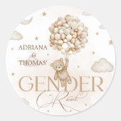 Teddy Bear Gender Reveal Runder Aufkleber (Vorderseite)