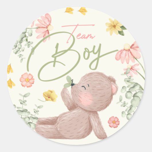 Teddy Bear Gender Reveal Stickers Team Boy (Vorderseite)