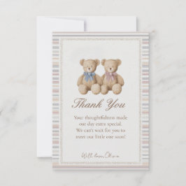 Teddy Bear Gender Reveal Thank You Card Dankeskarte