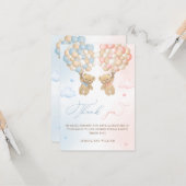 Teddy Bear Gender Reveal Vielen Dank Karte (Vorderseite/Rückseite Beispiel)