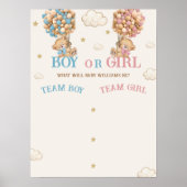 Teddy Bear Gender Reveal Voting Game Sign Poster (Vorne)