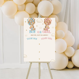 Teddy Bear Gender Reveal Voting Game Sign Poster