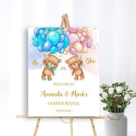Teddy Bear Gender Reveal Willkommenszeichen Poster