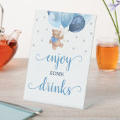 Teddy Bear geniessen Drinks Baby Dusche Bar Sockelschild (In Situ)