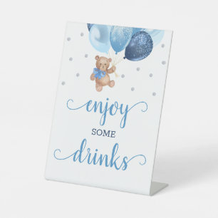Teddy Bear geniessen ein paar Drinks Baby Dusche B Sockelschild