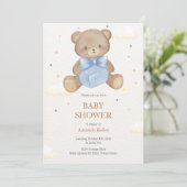Teddy Bear Geschenk Baby Dusche Einladung (Stehend Vorderseite)