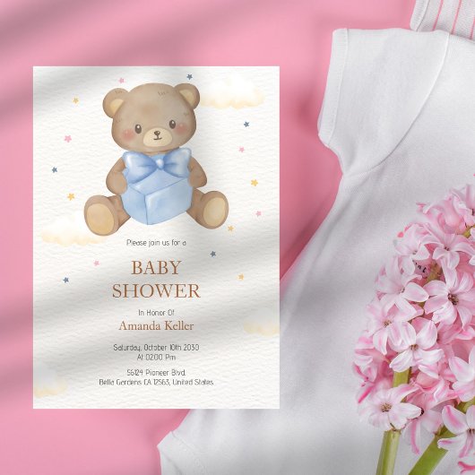 Teddy Bear Geschenk Baby Dusche Einladung