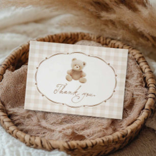 Teddy Bear Gingham Baby Shower Vielen Dank Dankeskarte