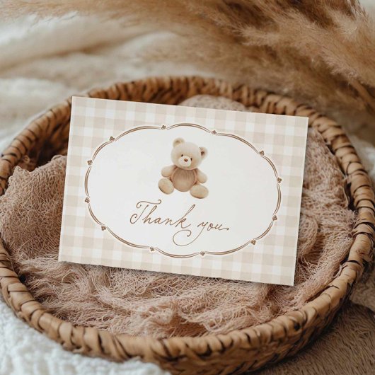 Teddy Bear Gingham Baby Shower Vielen Dank Dankeskarte