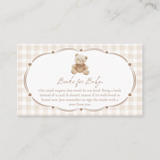 Teddy Bear Gingham Books for Baby Begleitkarte (Vorderseite)
