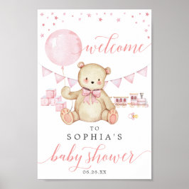 Teddy Bear Girl Baby Dusche Begrüßungszeichen Poster