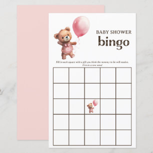 Teddy Bear Girl Baby Dusche Bingo Spiel