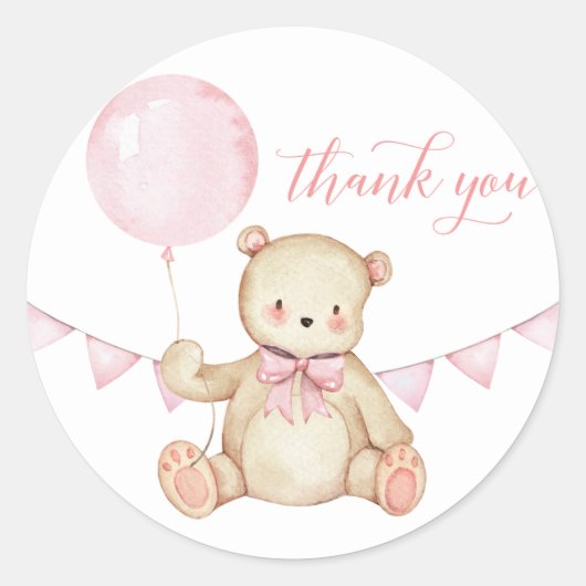 Teddy Bear Girl Baby Dusche Gefallen Sticker (Vorderseite)
