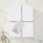 Teddy Bear Girl Baby Dusche Tag Geschenkanhänger (Mit Garn)