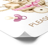 Teddy Bear Girl Baby Shower Favorit Poster (Ecke)