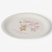 Teddy Bear Girl Baby Shower Pappteller (Schrägansicht)