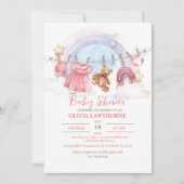 Teddy Bear Girl Baby ShowParty Einladung (Vorderseite)