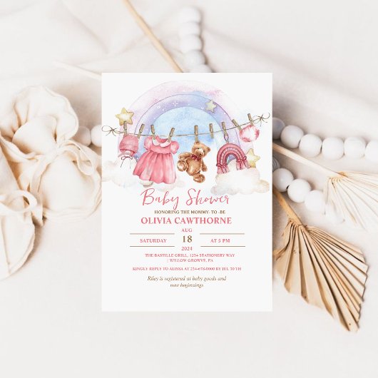 Teddy Bear Girl Baby ShowParty Einladung