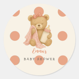Teddy Bear Girl Babyaufkleber Runder Aufkleber