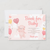 Teddy Bear Girl Babydusche Bücher für Babykarte Einladung (Vorderseite)