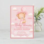 Teddy Bear Girl Babydusche Einladung (Stehend Vorderseite)