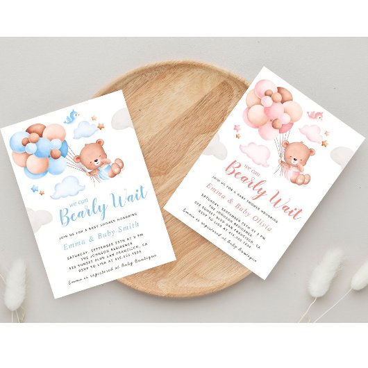 Teddy Bear Girl Babydusche Einladung