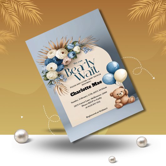 Teddy Bear Girl Babydusche Einladung