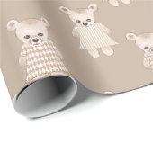 Teddy Bear Girl Babydusche Geschenkpapier (Rolleneckpunkt)