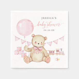 Teddy Bear Girl Babydusche Napkin Serviette