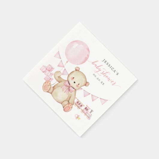 Teddy Bear Girl Babydusche Napkin Serviette (Ecke)