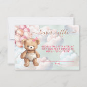 Teddy Bear Girl Ballon Diaper Raffekarte Einladung (Vorderseite)