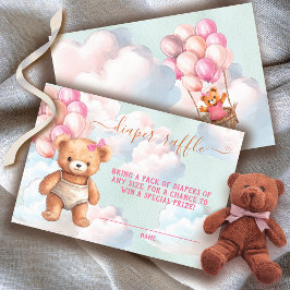 Teddy Bear Girl Ballon Diaper Raffekarte Einladung