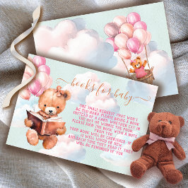 Teddy Bear Girl Balloon Bücher für Babykarte Einladung
