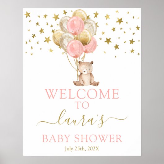 Teddy Bear Girl Begrüßungszeichen Poster (Vorne)