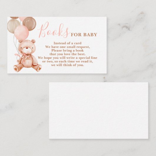 Teddy Bear Girl Bringen Sie eine Book Card Begleitkarte (Vorne/Hinten)