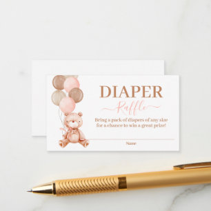 Teddy Bear Girl Diaper Raffle Begleitkarte