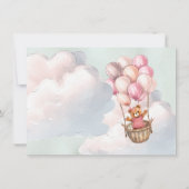 Teddy Bear Girl Hot Air Ballon Babydusche Einladung (Rückseite)