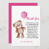 Teddy Bear Girl Showdusche Danke Karte (Vorne/Hinten)