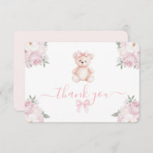 Teddy Bear Girl Thank You Card