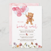 Teddy Bear Girl Wir können frühzeitig abwarten Bab Einladung (Vorne/Hinten)