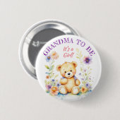 Teddy Bear Girl's Baby Shower Oma zu sein Button (Vorne & Hinten)