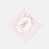 Teddy Bear Girls Pink Bow Stripes 1st Birthday Serviette (Ecke)