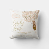 Teddy Bear Gold Balloons Baby Birth Stats Kissen (Vorderseite)
